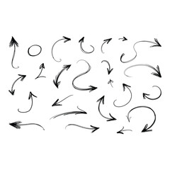 Hand drawn arrows pointing different directions sketch elements showing pathways and decisions in