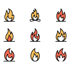 Igniting Passions A Collection of Vibrant Fire Icons Symbolizing Energy Warmth and Transformation on