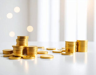 golden coins on the table