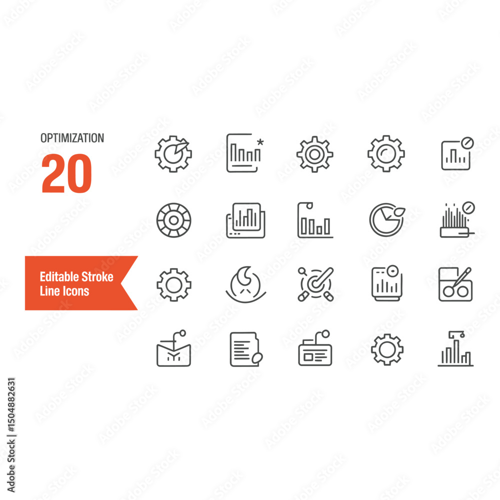 Poster optimization editable stroke line icons to improve website search rankings and performance with