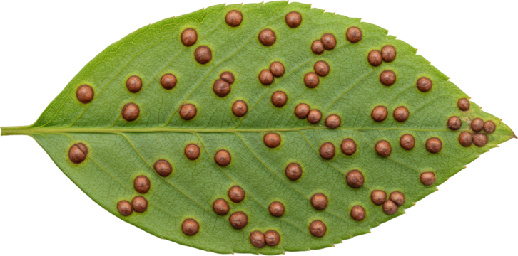 Close up Detailed Macro Photo of Plant Leaf with Numerous Galls Disease or Insect Damage