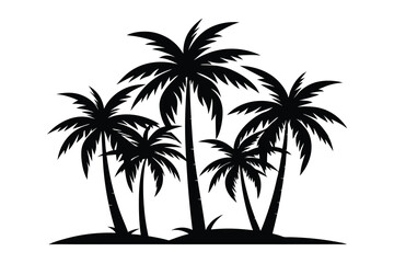 Obraz premium Beach Island with Palm Trees Vector Graphic