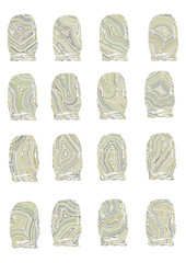 Abstract vector art representing marbling fingerprint-like designs, blending organic flow with intricate detail.