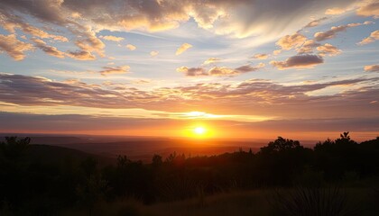 Fototapeta premium Majestic Sunset Over the Rolling Hills
