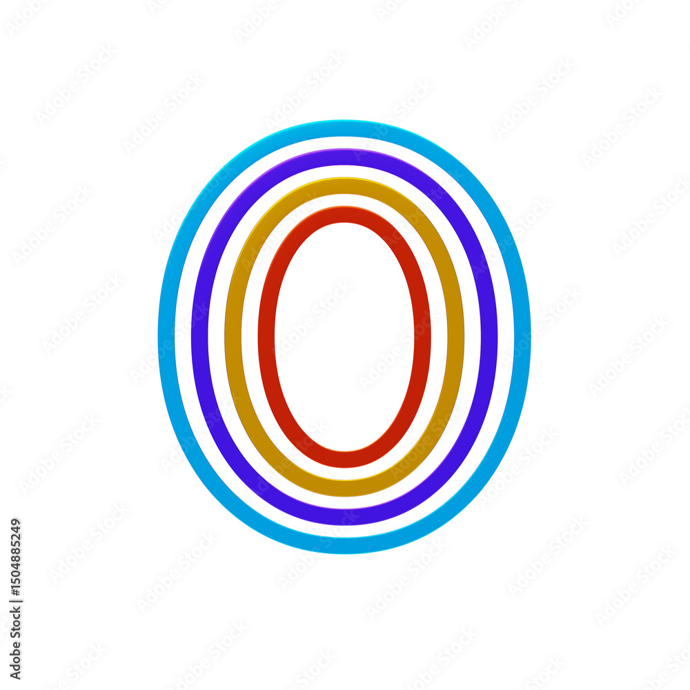 Fototapete 3D Number 0 Shape Parallel lines Text