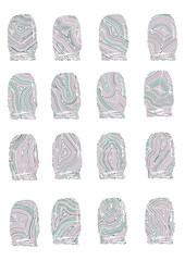 Abstract vector art representing marbling fingerprint-like designs, blending organic flow with intricate detail.