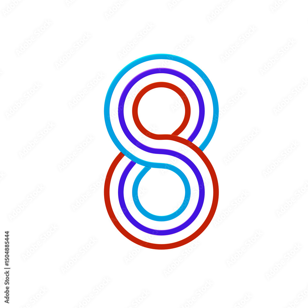 Fototapete 3d number 8 shape parallel lines text