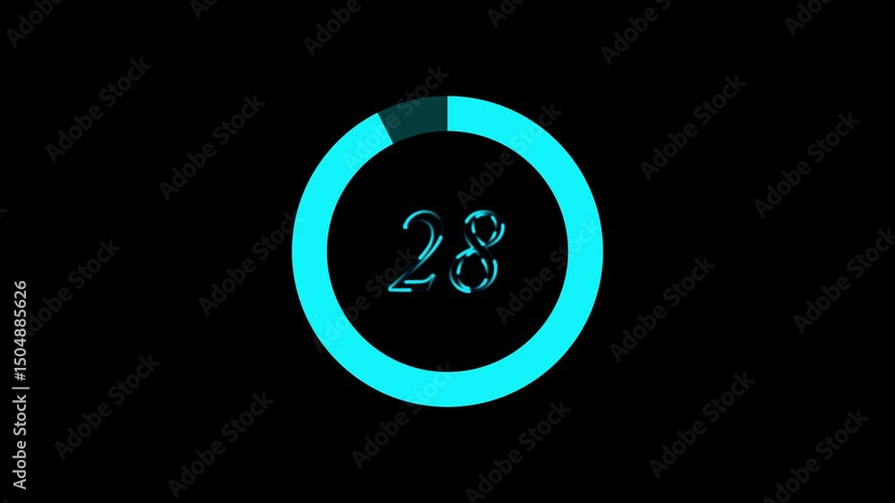 Poster digital countdown clock timer in 30 seconds to zero second, minimal countdown timer animation from 3