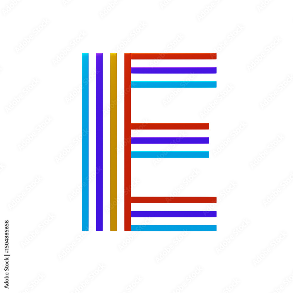 Fototapete e letter 3d shape parallel lines text