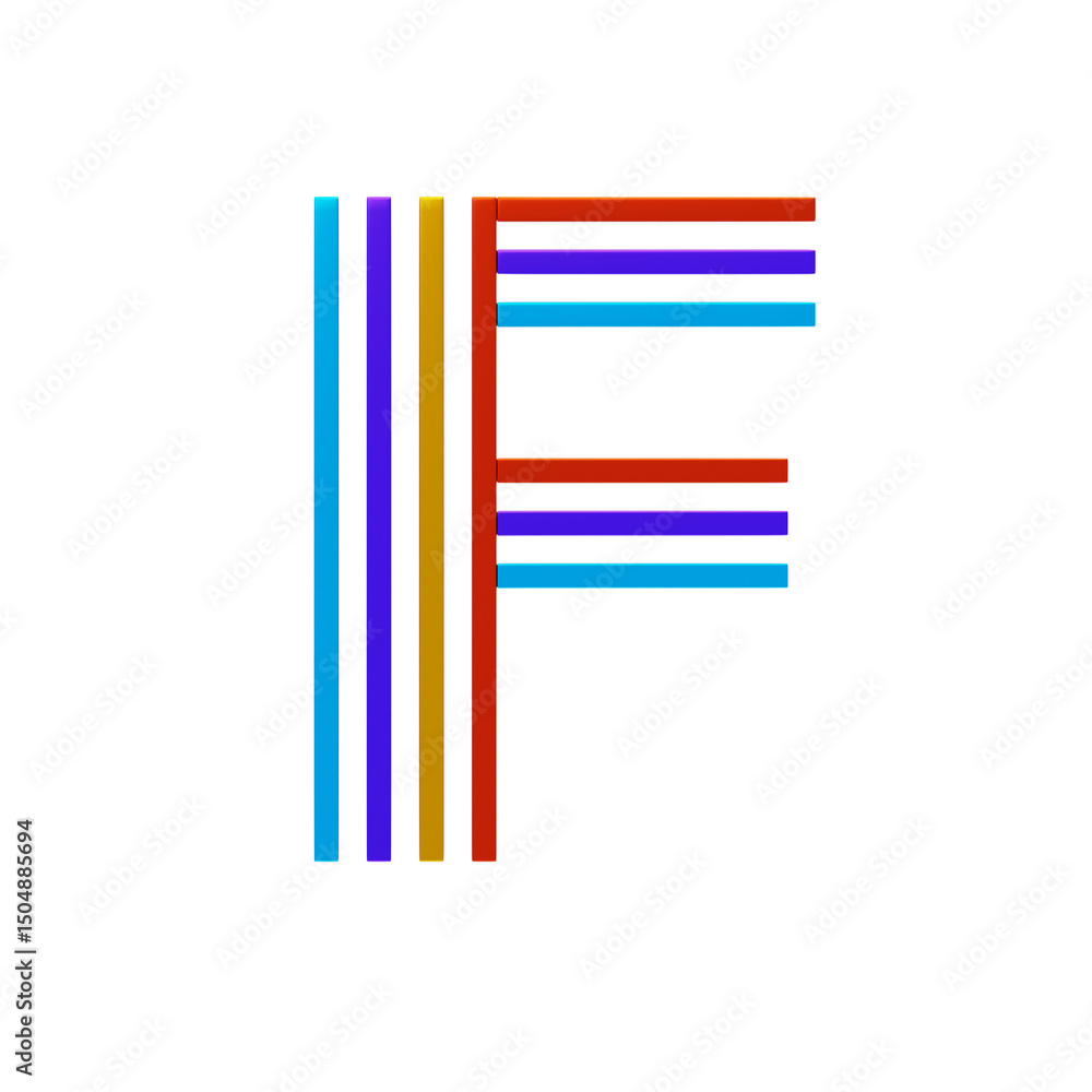 Fototapete f letter 3d shape parallel lines text