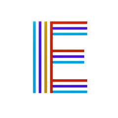E  Letter 3D Shape Parallel lines Text