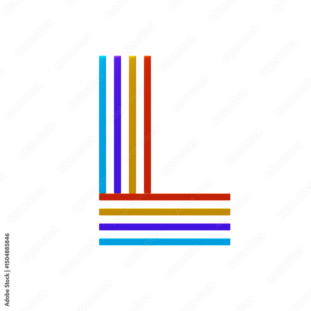 Fototapete l letter 3d shape parallel lines text
