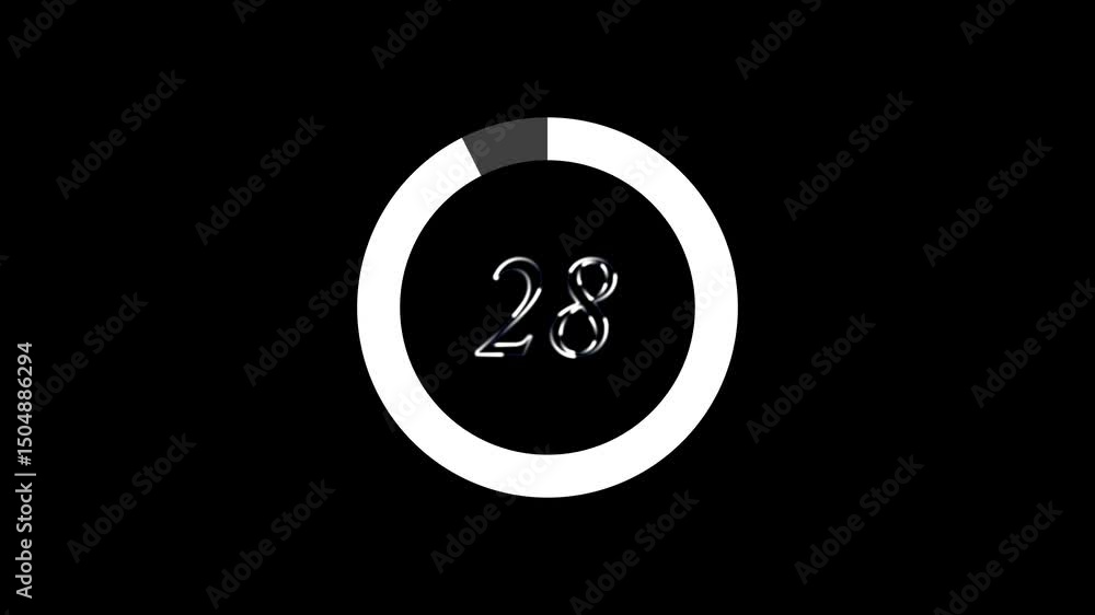 Poster digital countdown clock timer in 30 seconds to zero second, minimal countdown timer animation from 3
