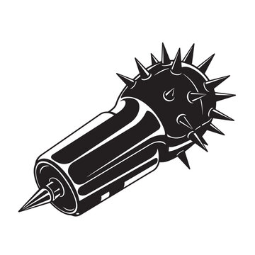 black mace weapon with spikes clip art preview