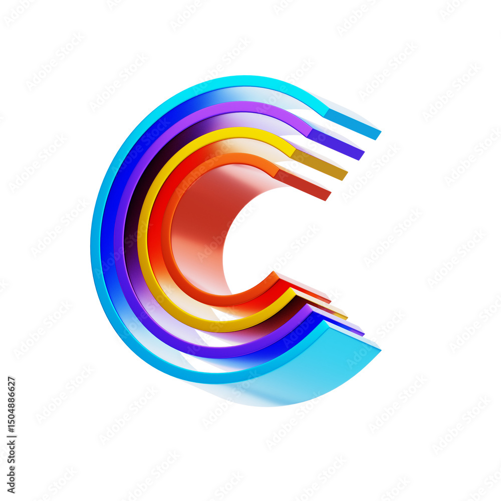 Fototapete c letter 3d shape parallel lines text