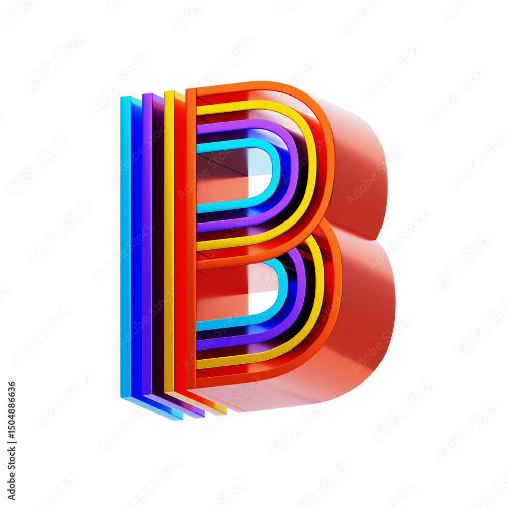 Fototapete b letter 3d shape parallel lines text