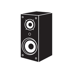 Black and white silhouette of a tall speaker for music and sound system imagery