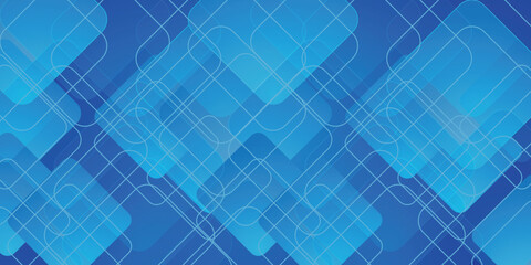 Obraz premium 青 四角 テクノロジー 模様 背景