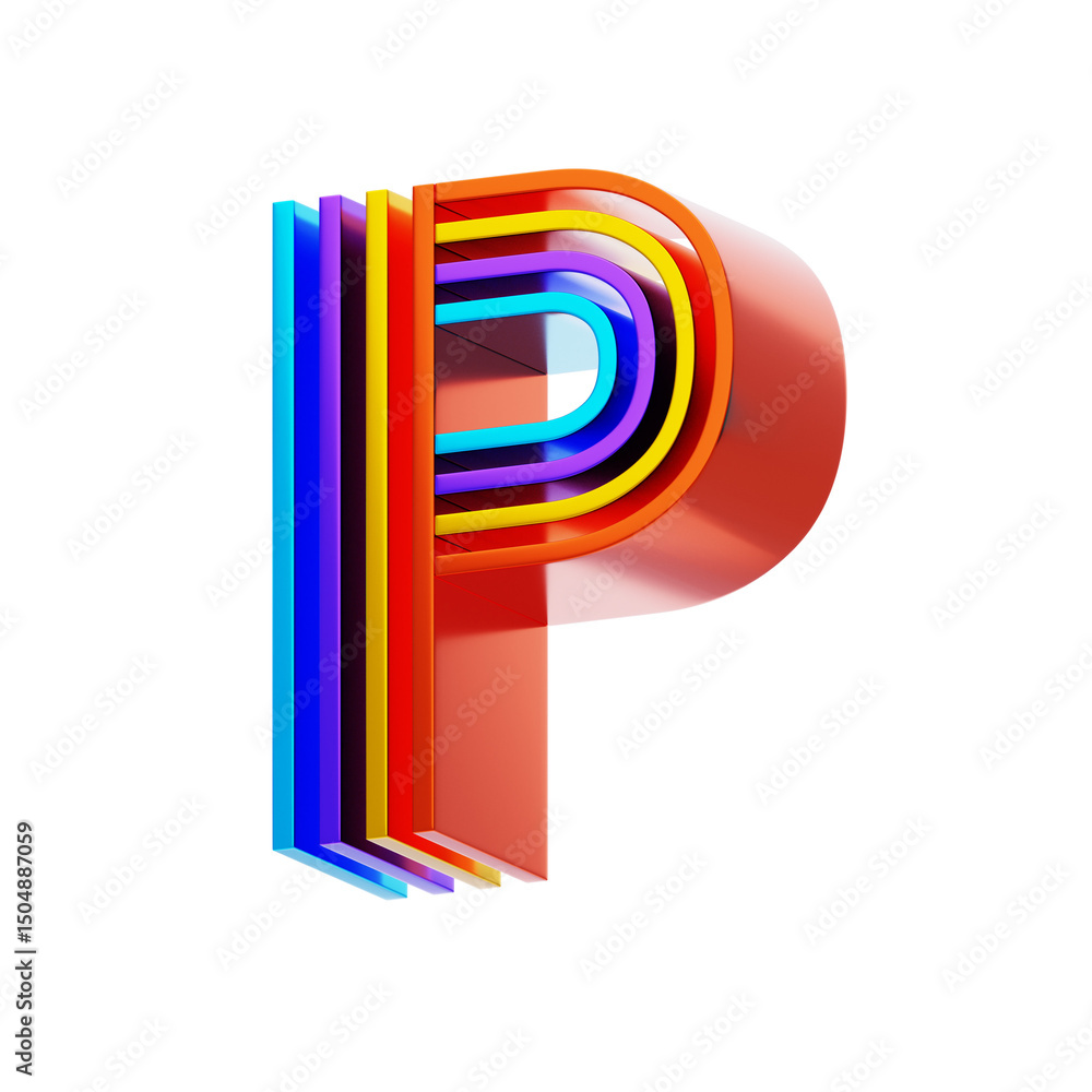 Fototapete p letter 3d shape parallel lines text