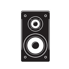 Black and white minimalist music speaker illustration for audio sound and musical equipment design elements