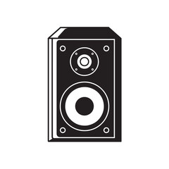 Vector illustration of a simple black and white silhouette speaker for music and sound design projects