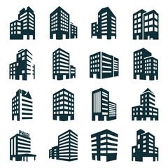 Business office and building icon set

