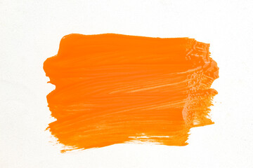 orange color paint brush strokes isolated on white background