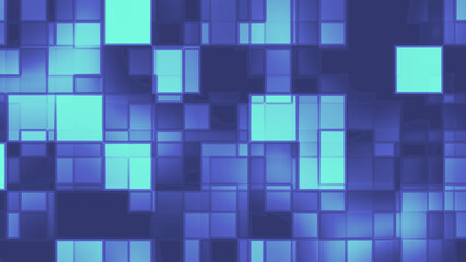 Abstract Blue and Teal Geometric Pattern: A Digital Mosaic of Squares