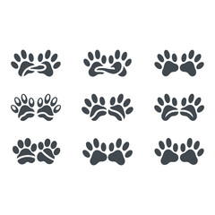A playful set of animal footprints evoking a sense of fun and adventure against a clean simple white