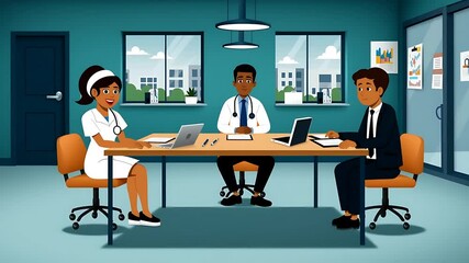 Diverse Medical Team Collaboration Meeting in Modern Office - Powered by Adobe