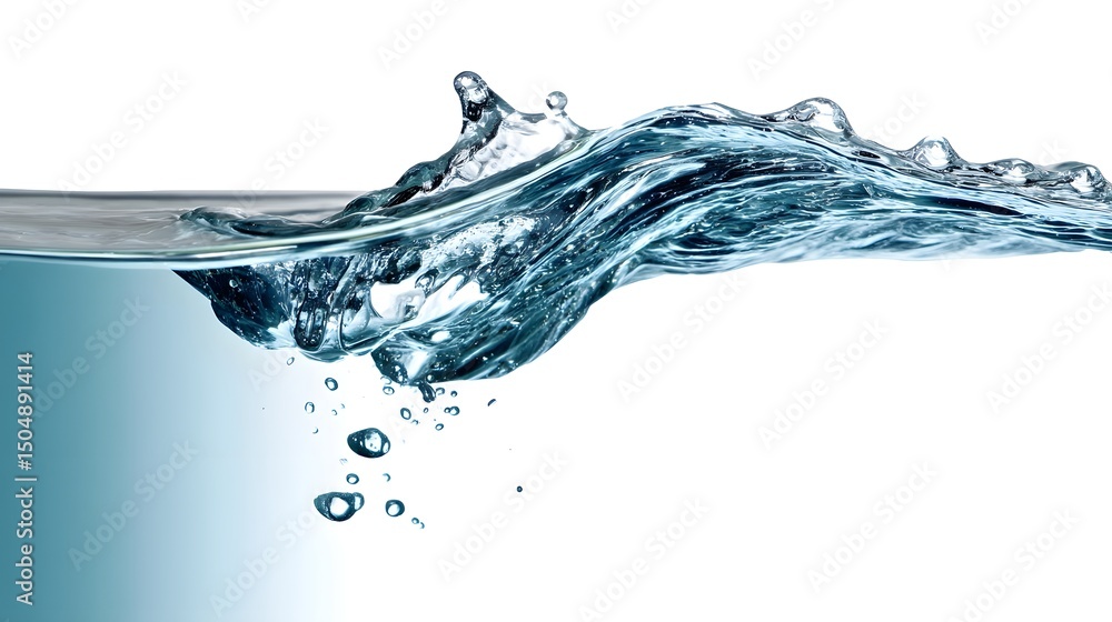 Poster splashing water with transparency and movement