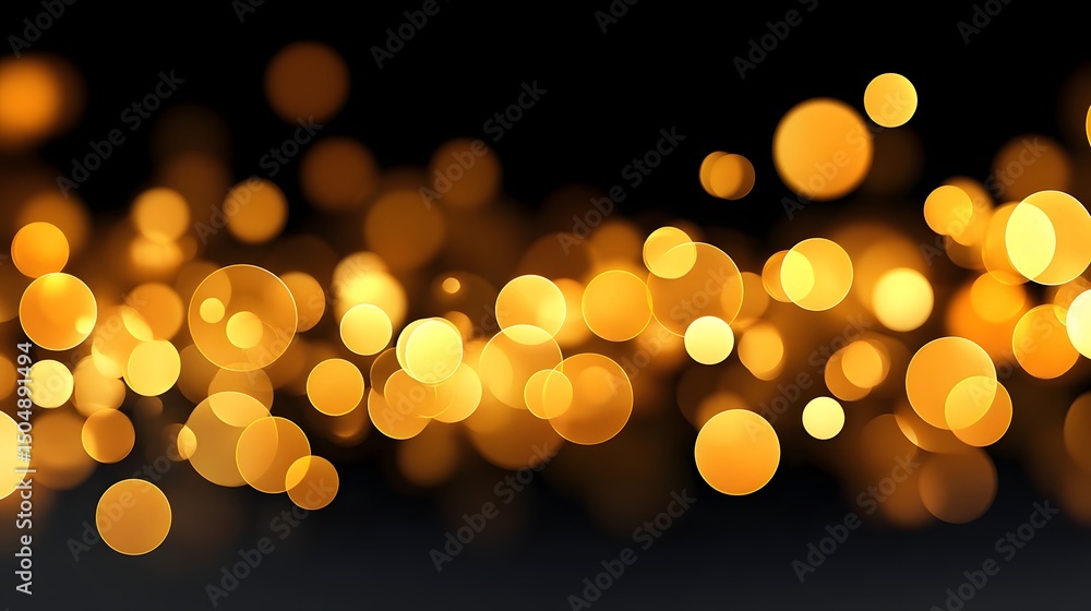 Poster mesmerizing abstract golden bokeh lights on a dark background