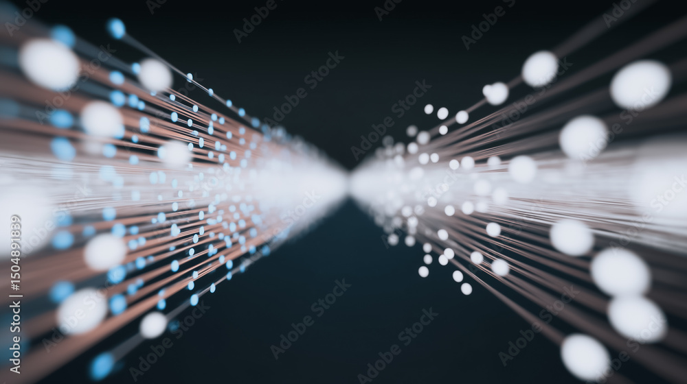 Poster digital connectivity: a dynamic composition of interconnected dots and lines, illustrating the essen