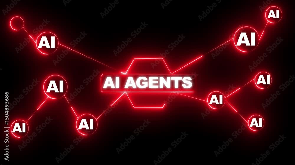 Poster multi function for agentic ai technology motion background. ai agent businessman working with virtua