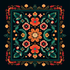 abstract floral frame, mandala floral pattern