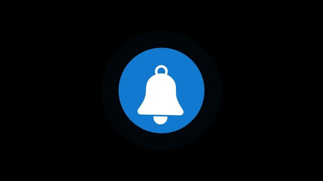 Animation of a blue ringing bell icon on a black background