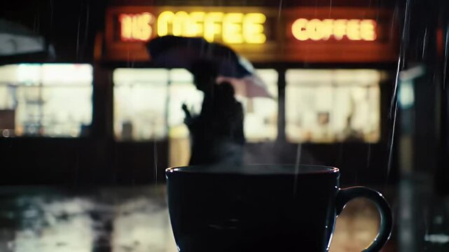 inside a cozy caf&eacute; at night