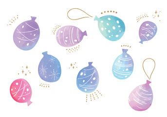 水彩の可愛い水風船のイラスト素材セット