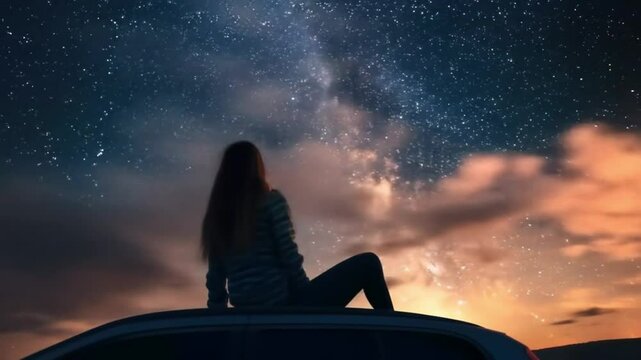 Stargazing on a car roof
