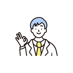 Obraz premium 笑顔で喜んでいる男子高校生のシンプルな上半身のイラスト素材