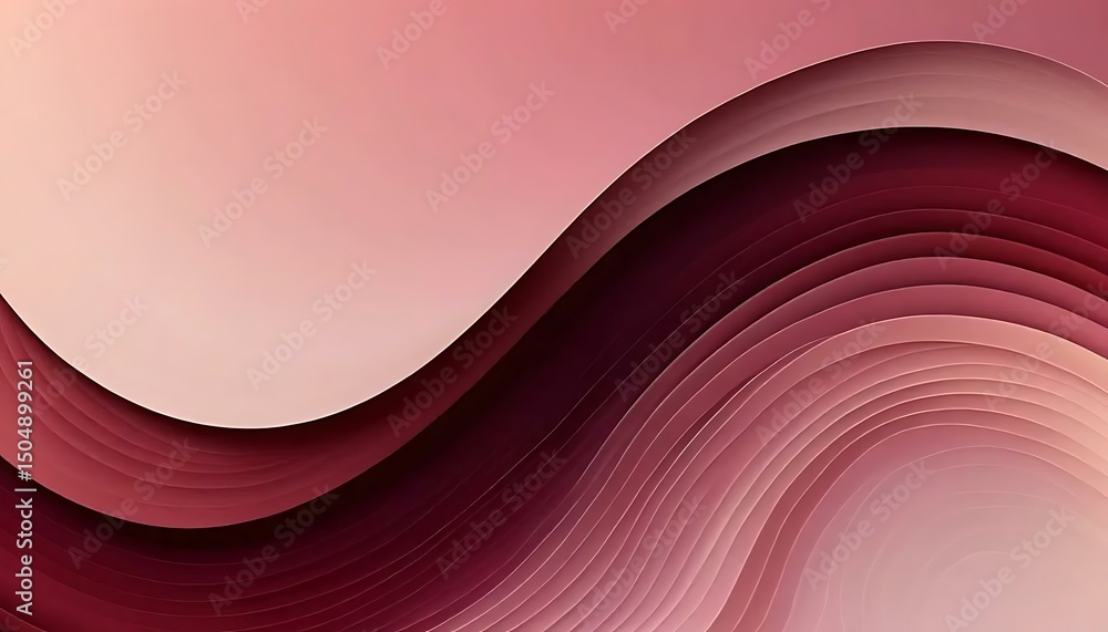 Poster elegant flowing curves create a visually appealing abstract design with shades of pink and burgundy.