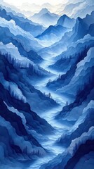 Serene Blue Mountain Valley Landscape Serenity Nature Scenery