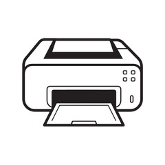 Simple black and white silhouette vector illustration of a modern office printer