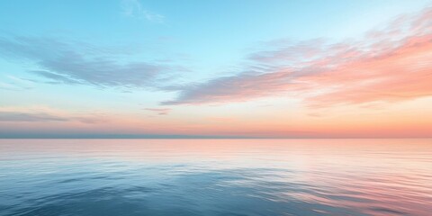 Fototapeta premium A dreamy horizon where soft pastel skies meet the calm ocean in a tranquil scene
