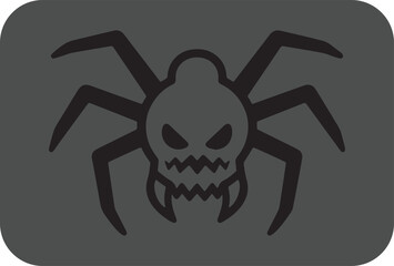 Scary black spider icon with skull design halloween graphic