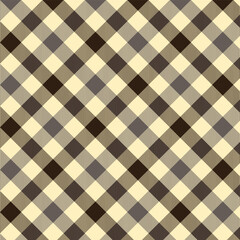 Seamless plaid pattern featuring a grid of cream, yellow, and dark brown squares with a clean, geometric style suitable for textiles or backgrounds.