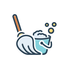 Color illustration icon for mop