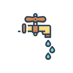Color illustration icon for tap water
