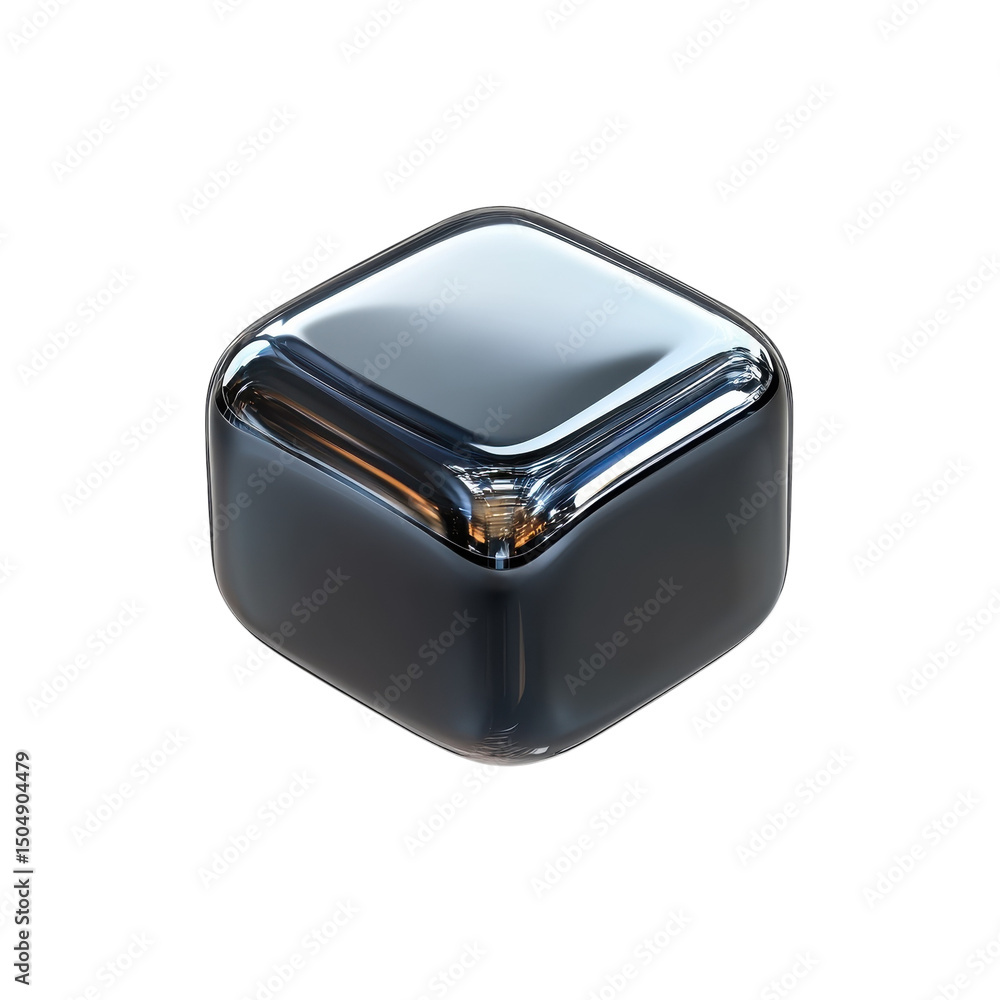 Poster metallic cube reflecting light a study in abstract geometric form and on transparent background