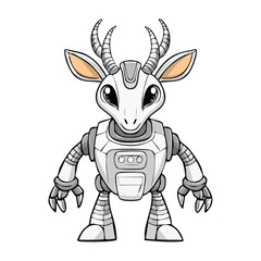 Fototapeta premium Kudu Robot vector illustration in hand-drawn sketch style with minimalist detail